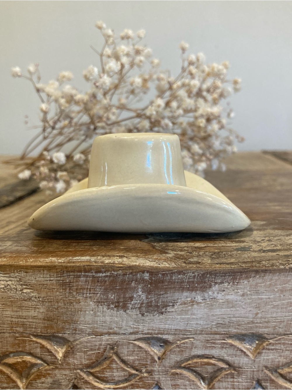 Ceramic Cowboy Hat Trinket - Cream Colored - Picture 4 of 12